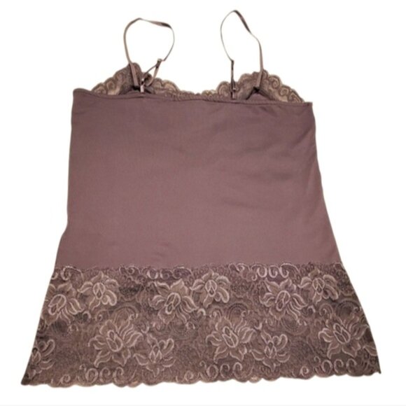 White House Black Market Gray Wide Lace Hem Long Camisole Size M - Picture 3 of 6